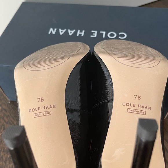 Cole Haan Gabbie Pump 80mm Black Saffiano Leather Patent - Picture 9 of 14